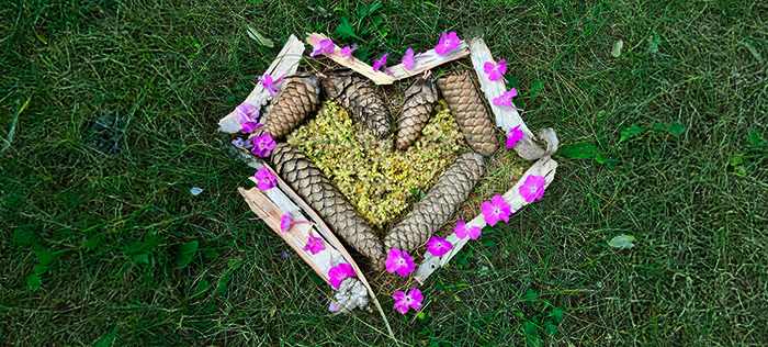 Heart Mandala made of natural found objects