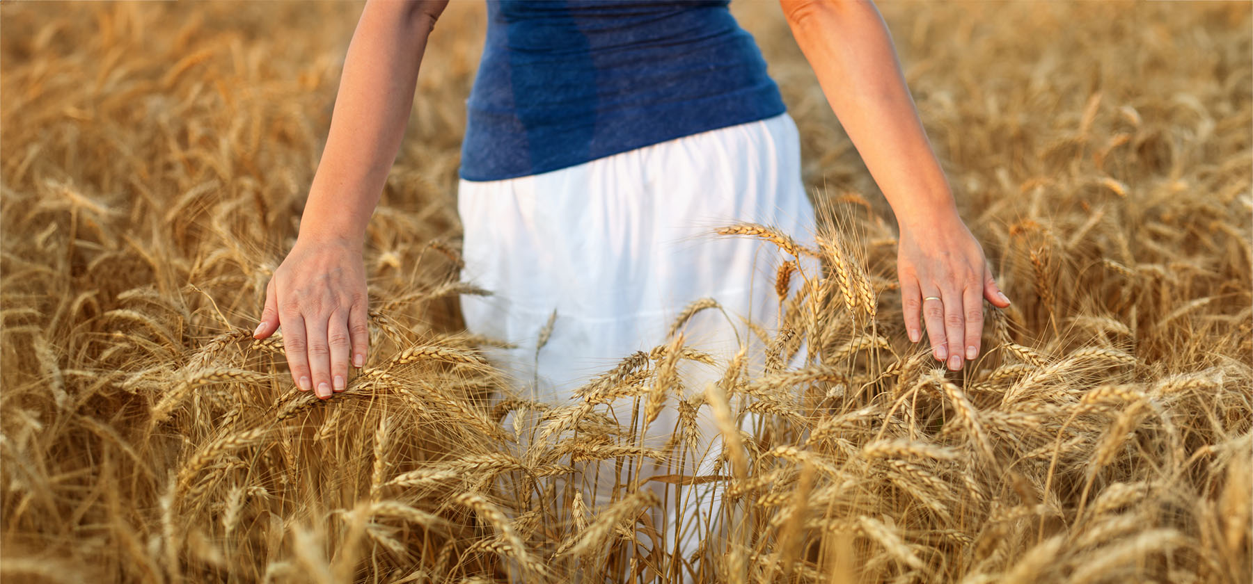 Person touching abundant field