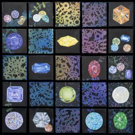 Louis Guarino painting of squares with microscopic minerals