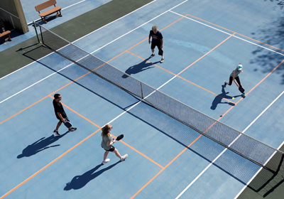 Pickleball doubles - drone shot