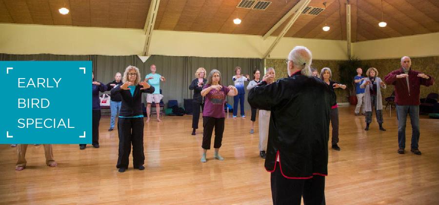 Ken Cohen leading a qigong class. Early Bird Special