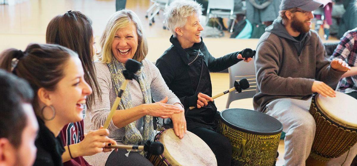 Drum circle led by Jim Donovan