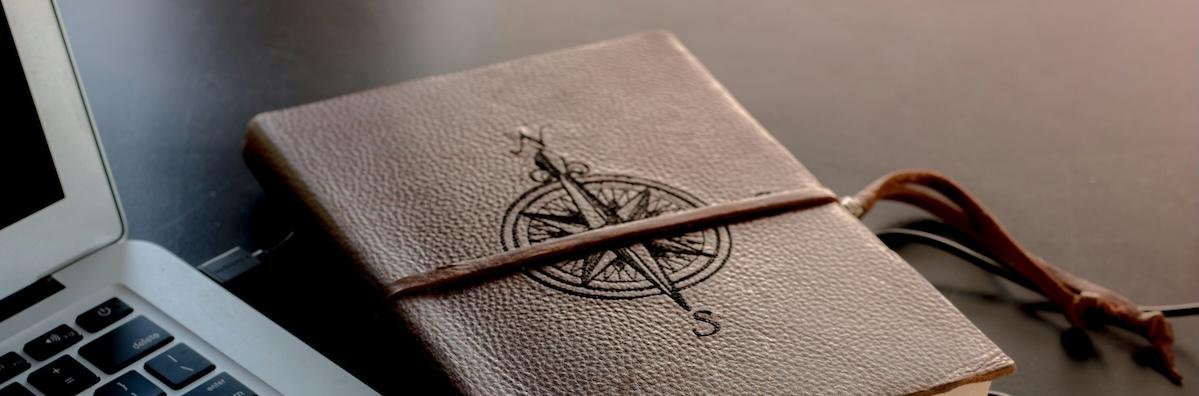 diary and laptop