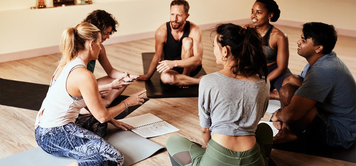 Group of students in yoga class